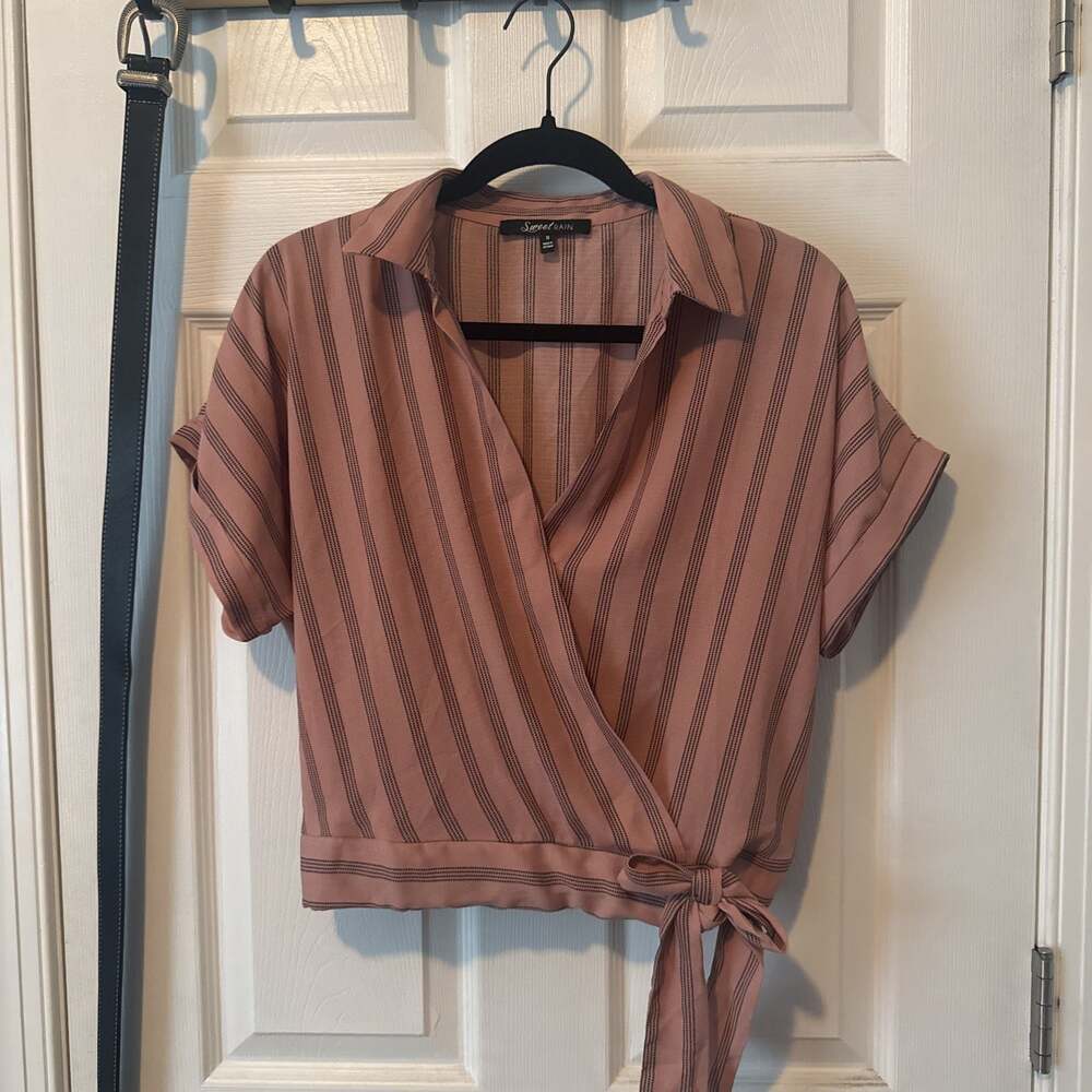 Pink Striped Tie Shirt S Like New
